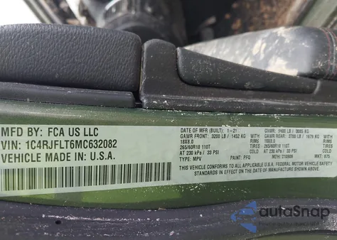 2021 Jeep Grand Cherokee Trailhawk 4X4 из США, поврежденный, VIN 1C4RJFLT6MC632082